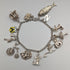 British vintage sterling silver charm bracelet 35g